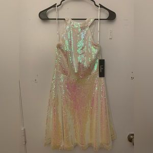 Lulus white sequin mini dress